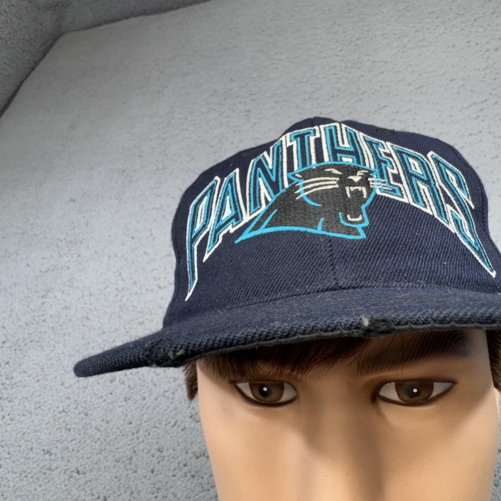 Vintage Carolina Panthers Hat Cap Snap Back Mens One Size Navy NFL Football 90s - Picture 3 of 10